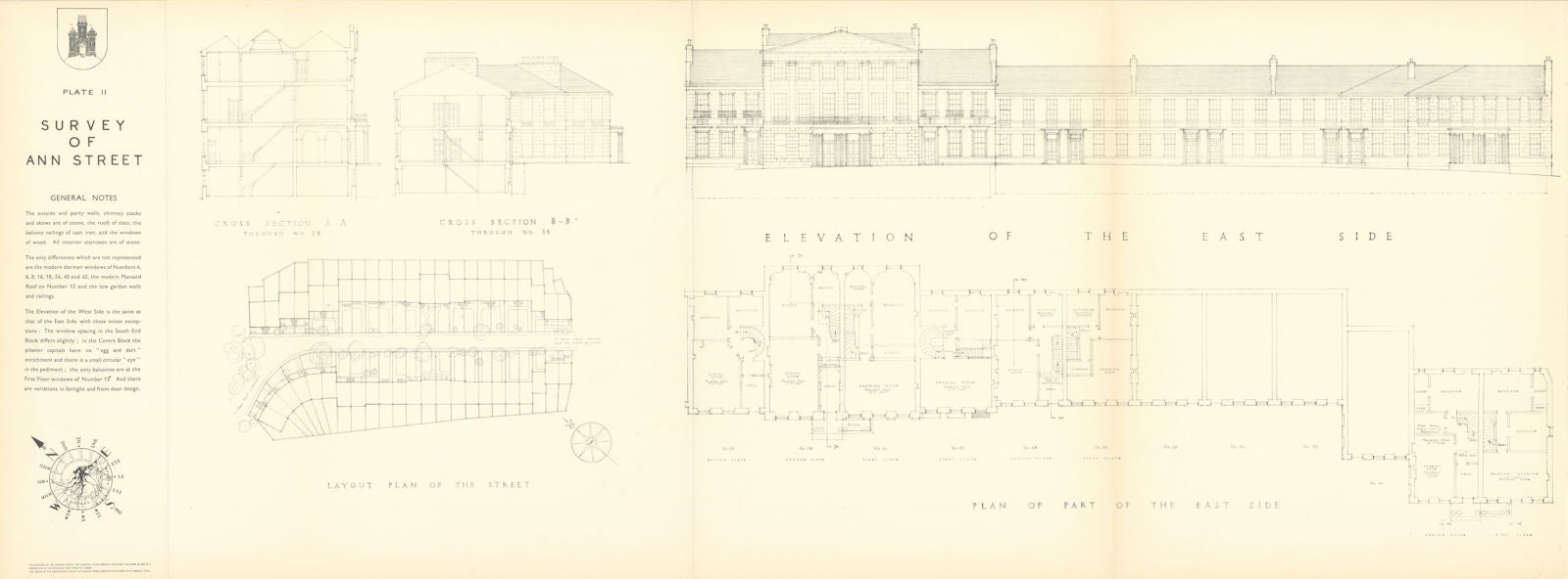 Survey of Ann Street, Edinburgh. PATRICK ABERCROMBIE 1949 old vintage print